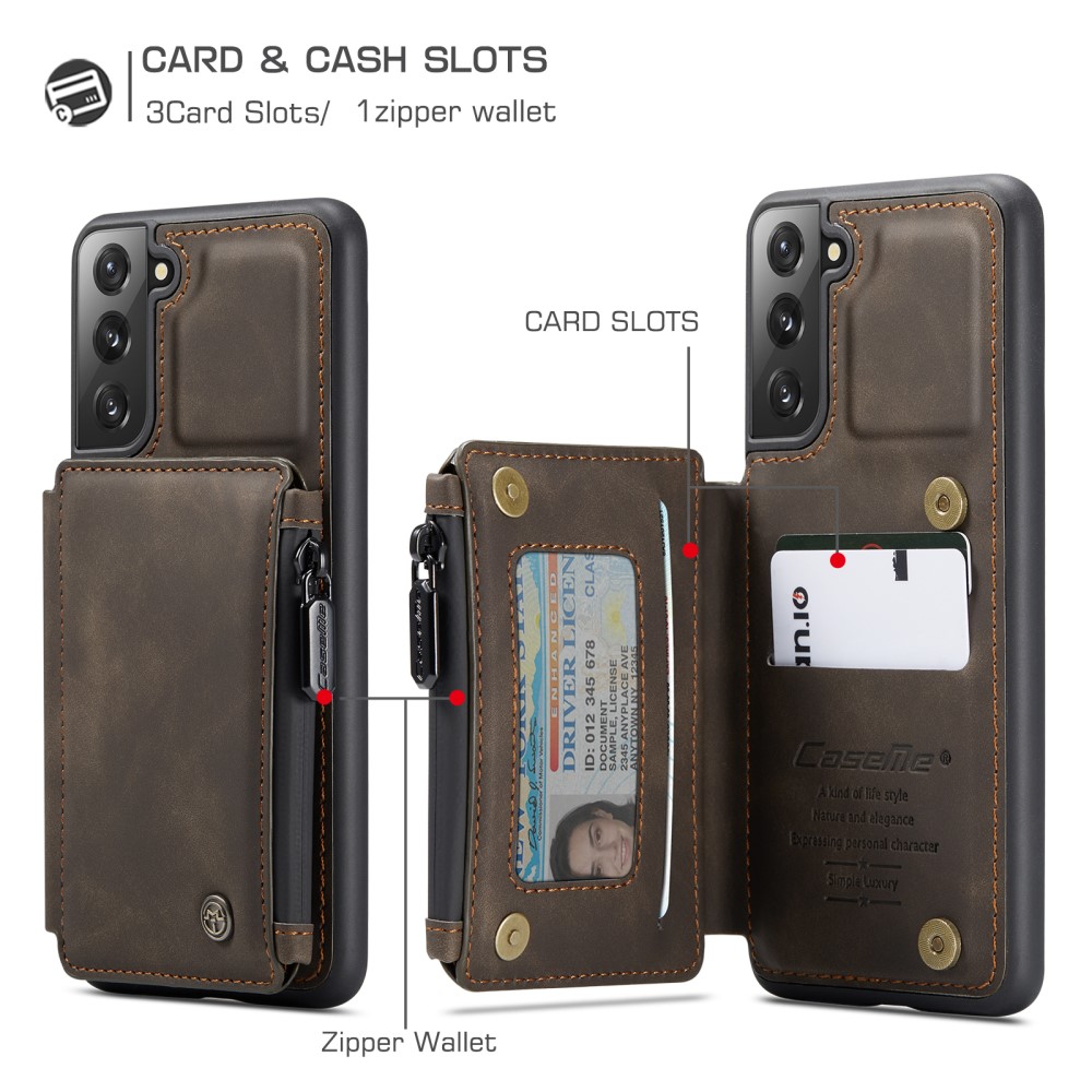 CASEME Samsung Galaxy S21 Plus - CASEME Skal med Plånboksfunktion - Mörk run