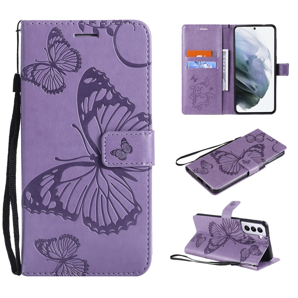 Samsung Galaxy S21 - Butterfly Läder Fodral - Lila
