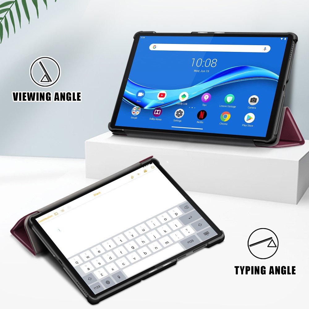 Lenovo Tab M10 HD (2nd Gen) - Tri-Fold Fodral - Vinröd