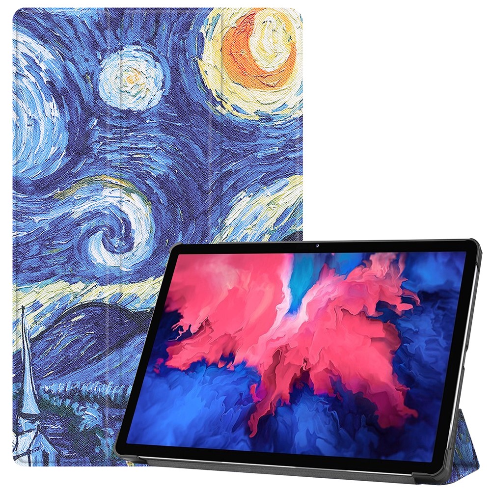  Lenovo Tab P11 / P11 Plus - Tri-Fold Läder Fodral - Brush Painting