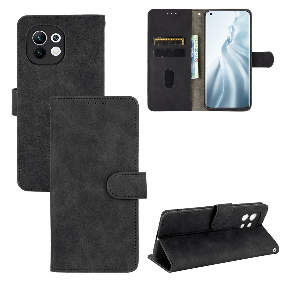  Xiaomi Mi 11 - Silkeslent Läder Fodral - Svart
