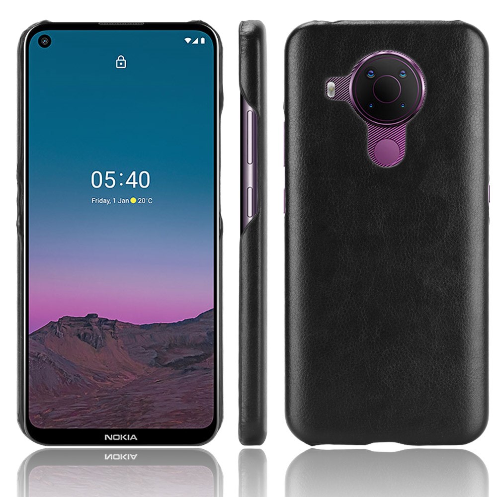  Nokia 5.4 - Läderbelagt Litchi Skal - Svart