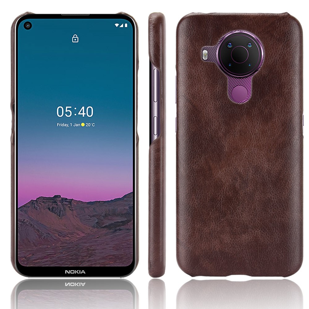  Nokia 5.4 - Läderbelagt Litchi Skal - Brun