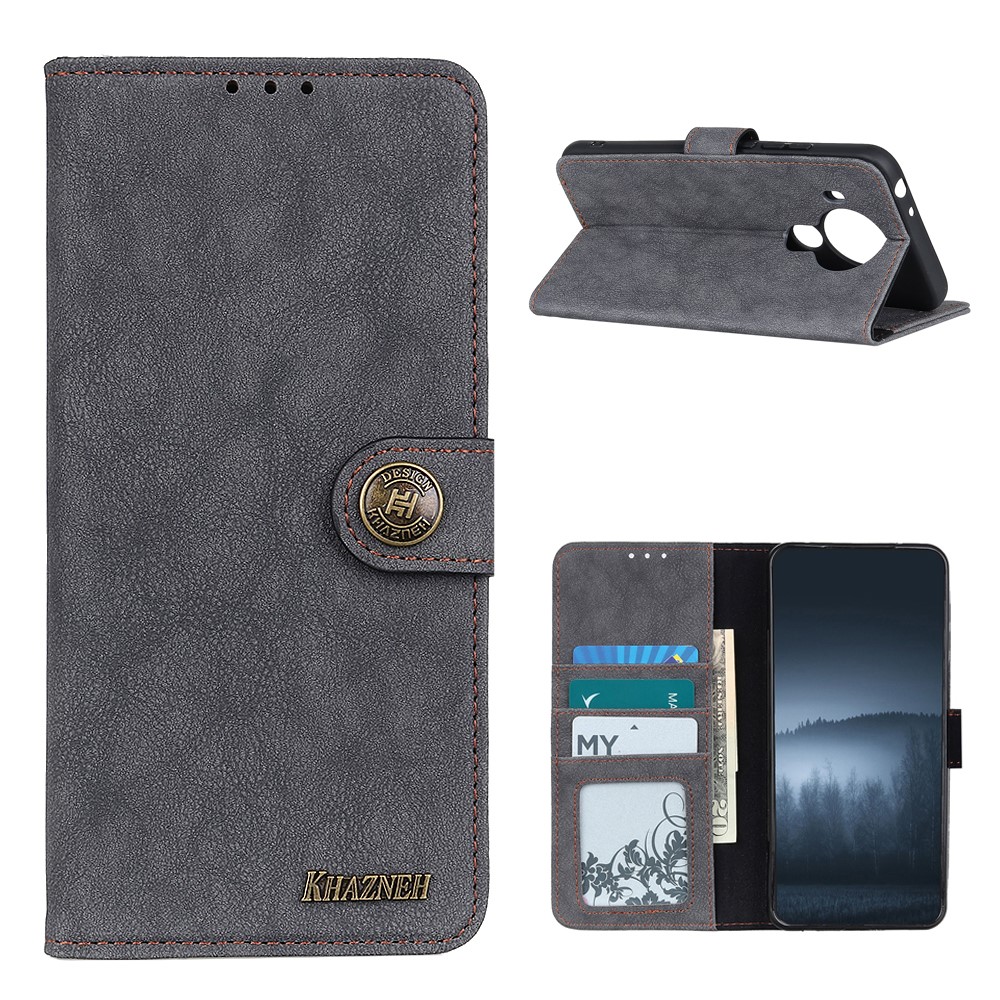 KHAZNEH Nokia 5.4 - KHAZNEH Split Läder Fodral - Svart