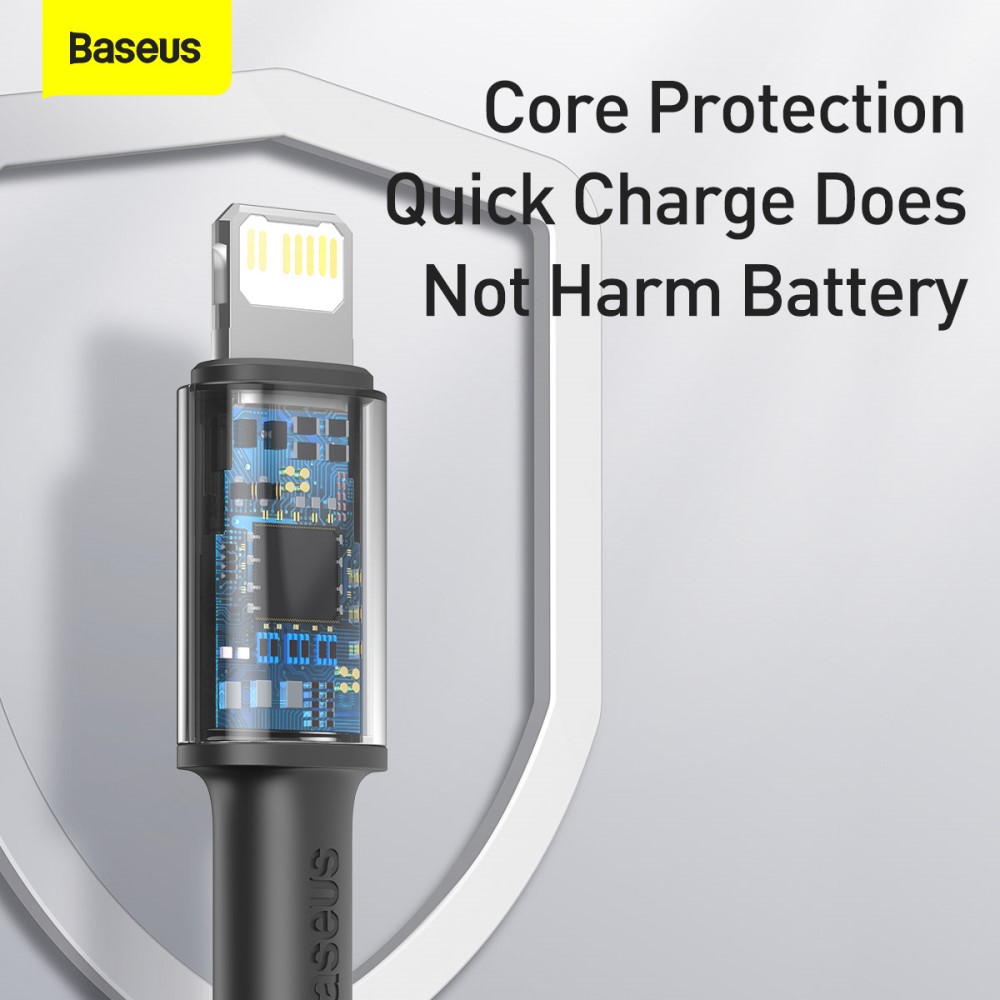 BASEUS BASEUS 1m 20W PD Type-C - Lightning Flätad Nylon Kabel - Svart
