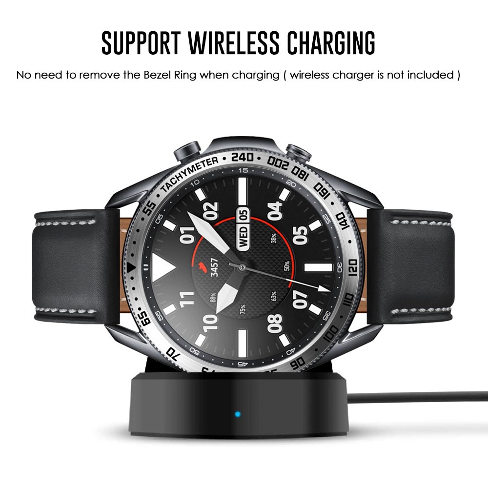  Bezel Skyddande Ring Galaxy Watch3 45mm - Silver/Svart