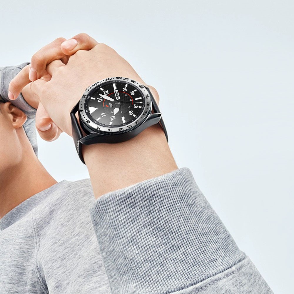  Bezel Skyddande Ring Galaxy Watch3 45mm - Silver/Svart