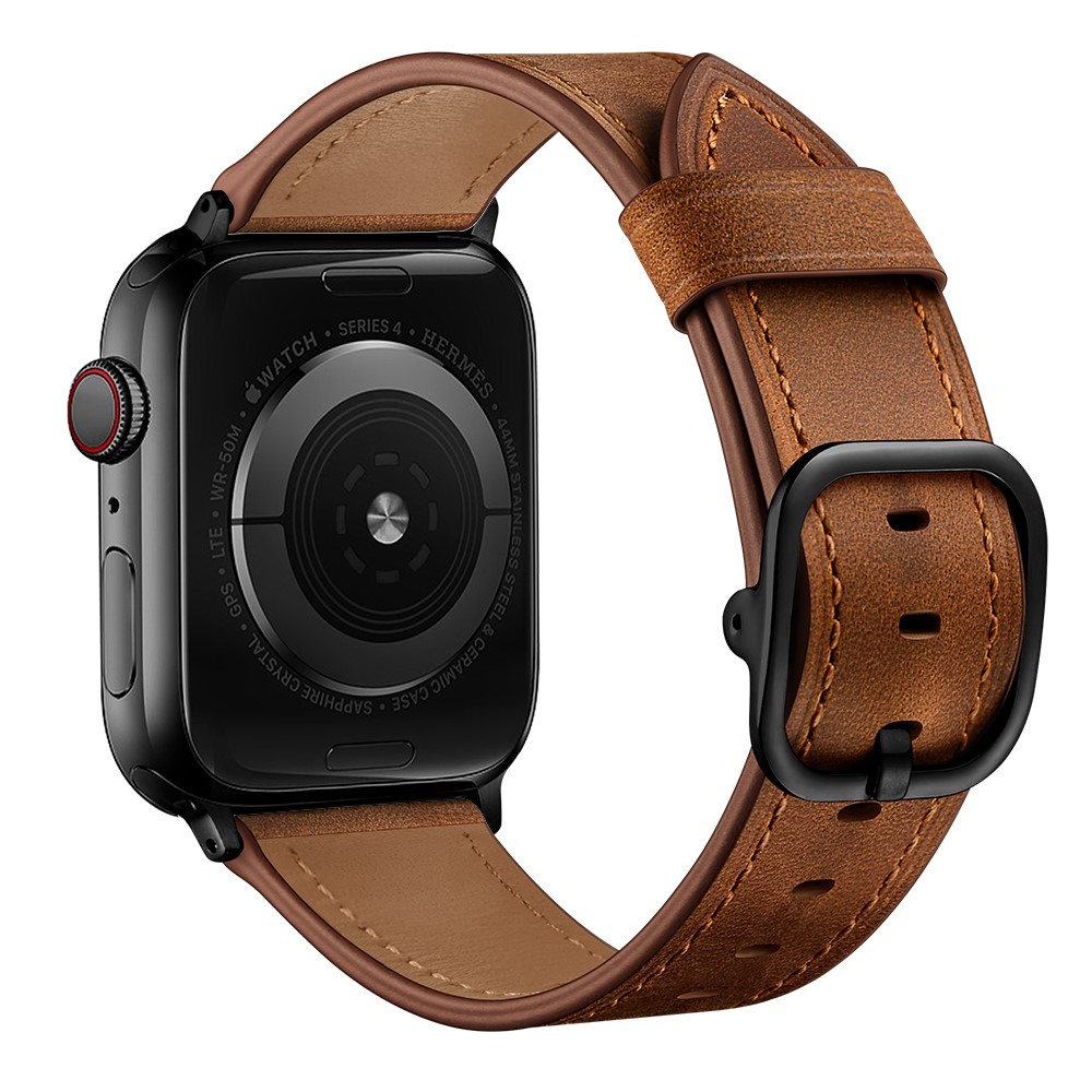 Äkta Läder Armband Apple Watch 42/41/40/38 mm - Brun