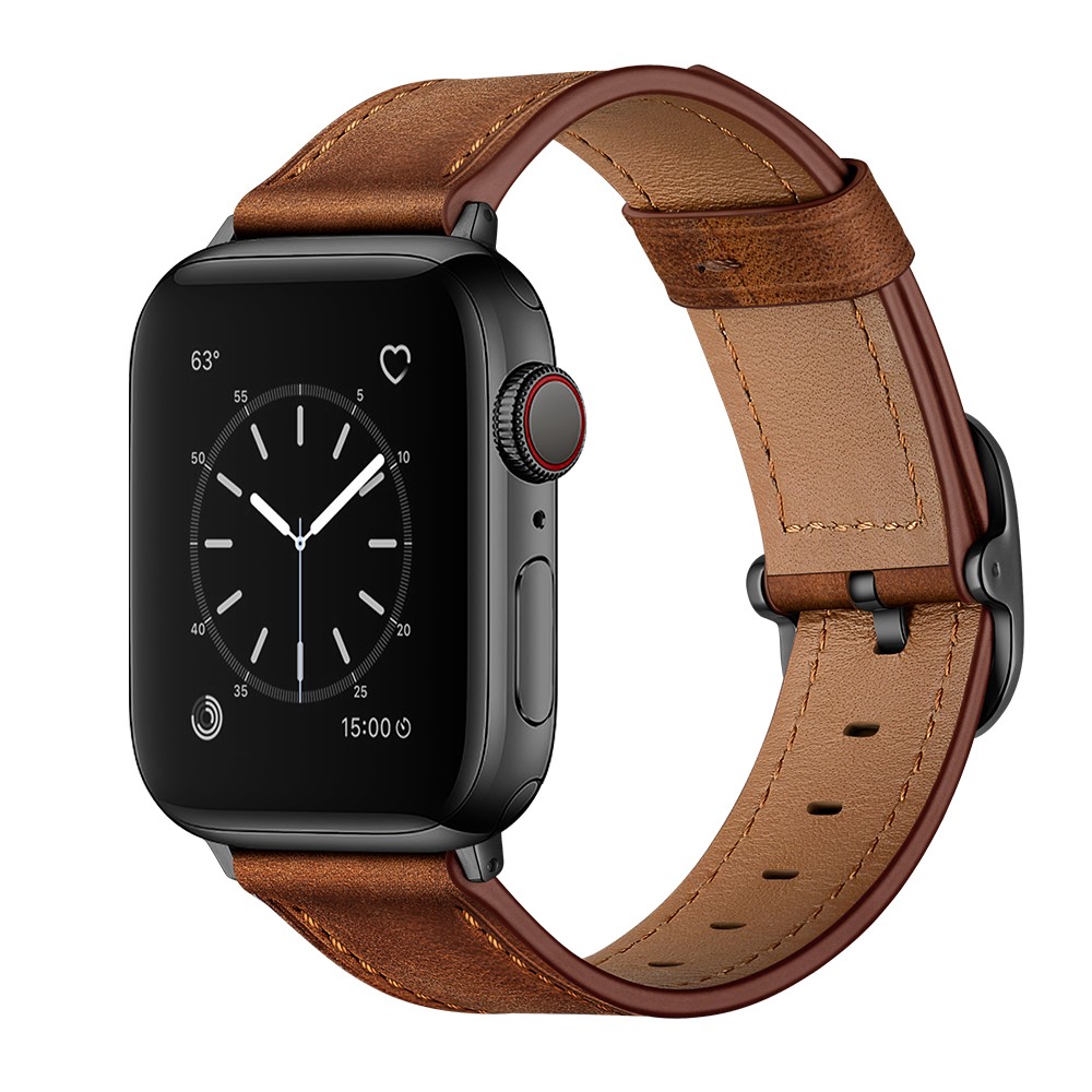  Äkta Läder Armband Apple Watch 42/41/40/38 mm - Brun