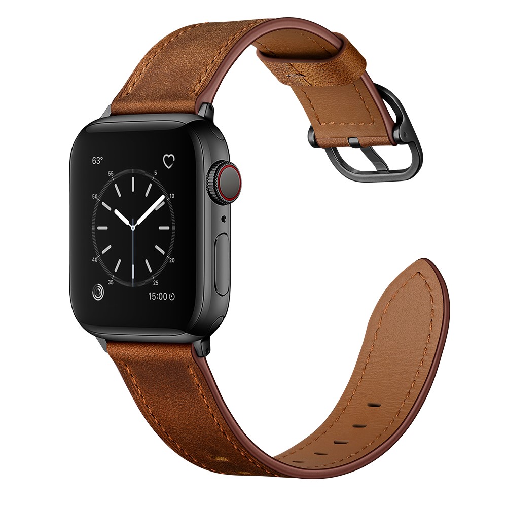  Äkta Läder Armband Apple Watch 42/41/40/38 mm - Brun