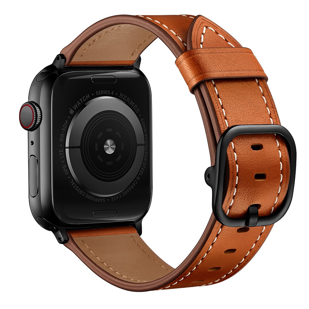  Äkta Läder Armband Apple Watch 42/41/40/38 mm - Brun