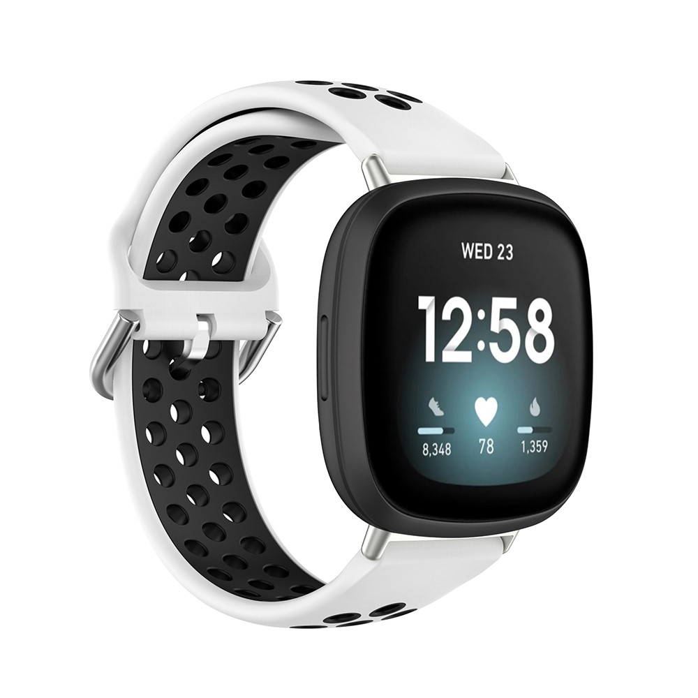  Silikon Träningsarmband Armband Versa 3/Fitbit Sense - Vit/Svart