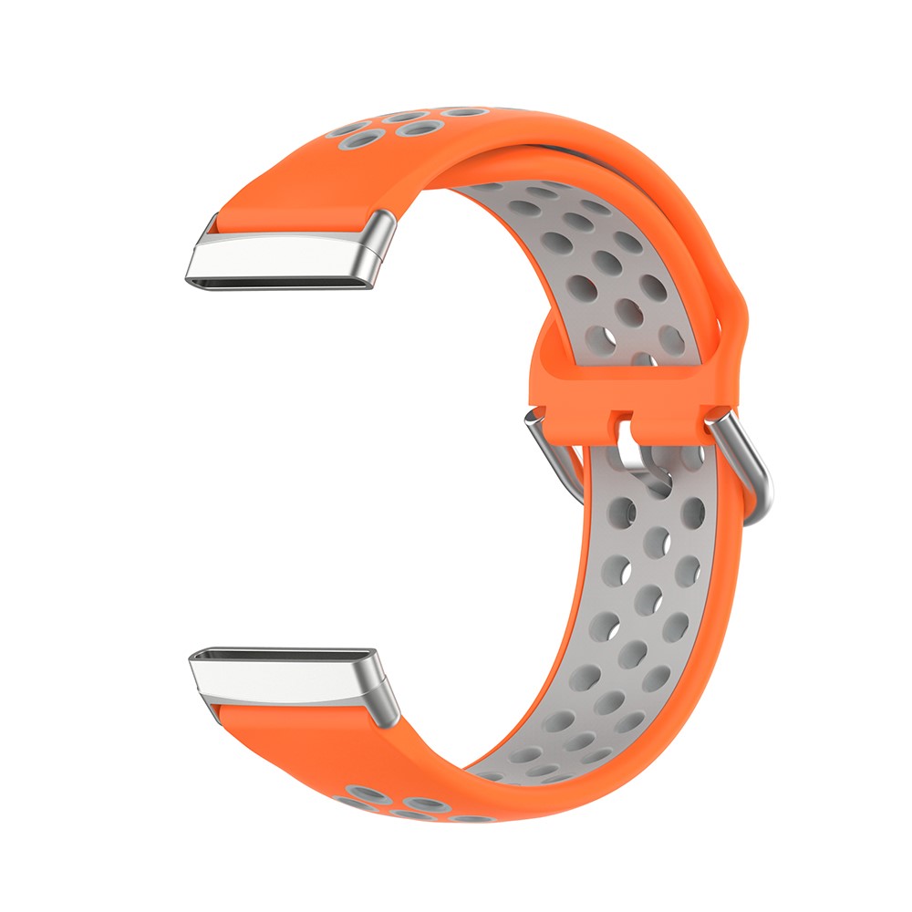  Silikon Träningsarmband Armband Versa 3/Fitbit Sense - Orange/Grå