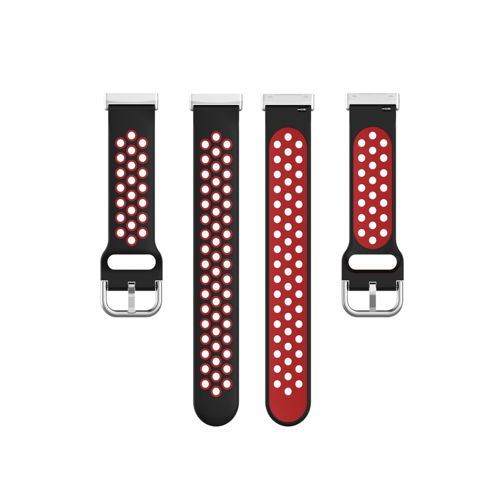  Silikon Träningsarmband Armband Versa 3/Fitbit Sense - Svart/Röd