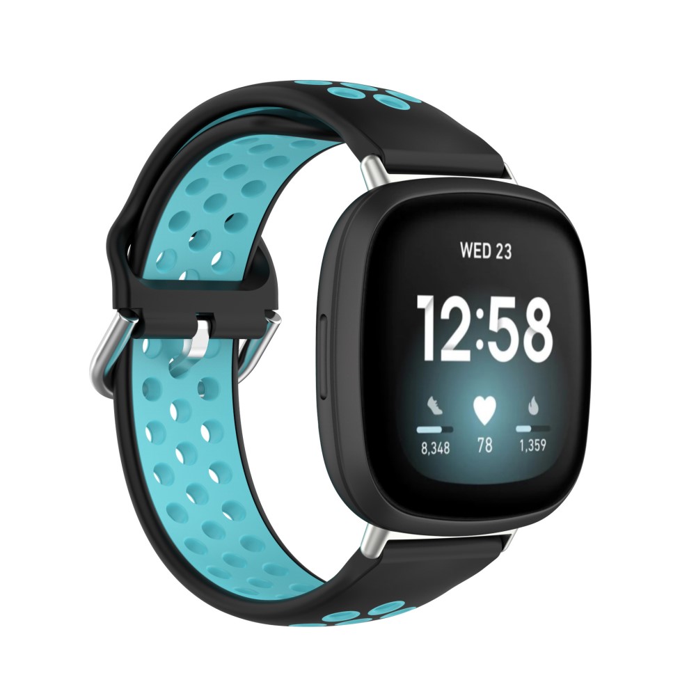  Silikon Träningsarmband Armband Versa 3/Fitbit Sense - Svart/Teal
