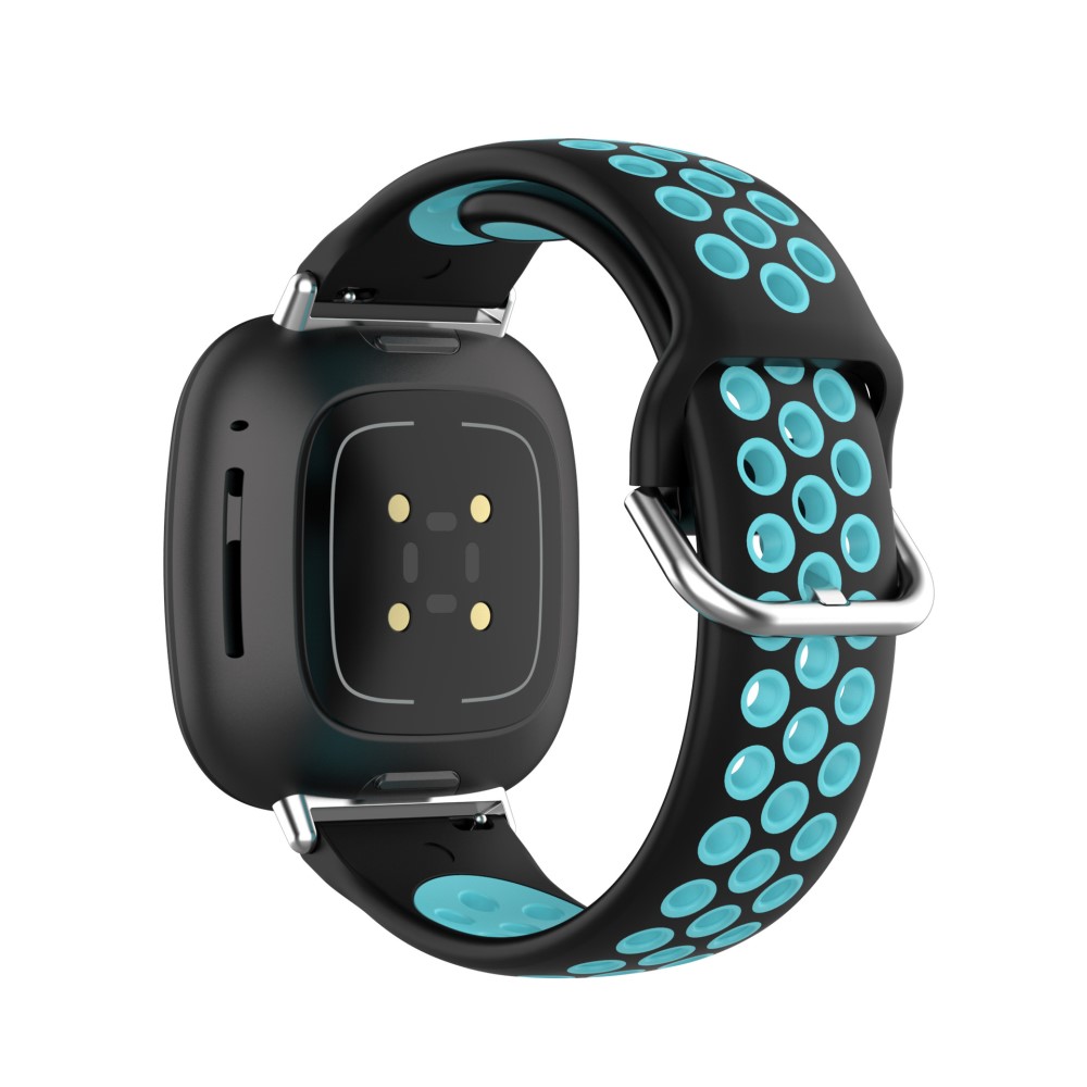 Silikon Träningsarmband Armband Versa 3/Fitbit Sense - Svart/Teal