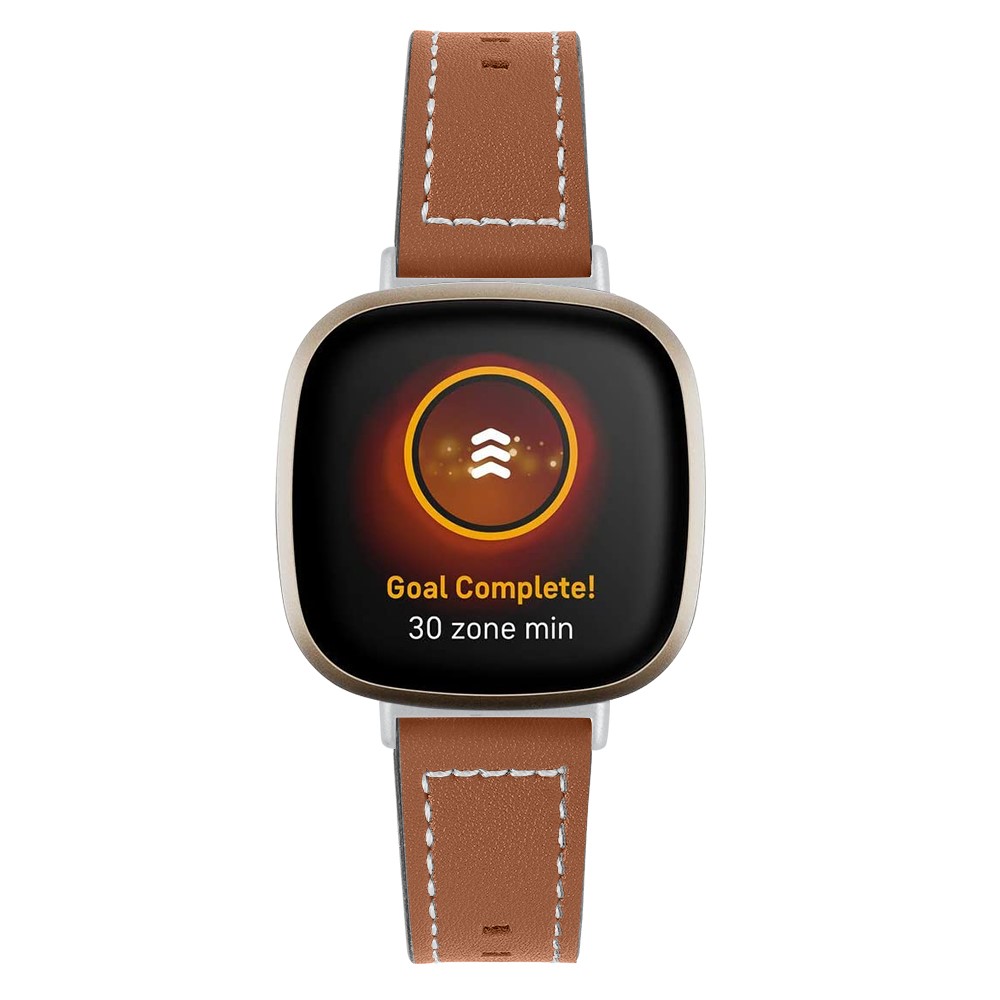  Äkta Läder Armband Versa 3/Fitbit Sense - Brun