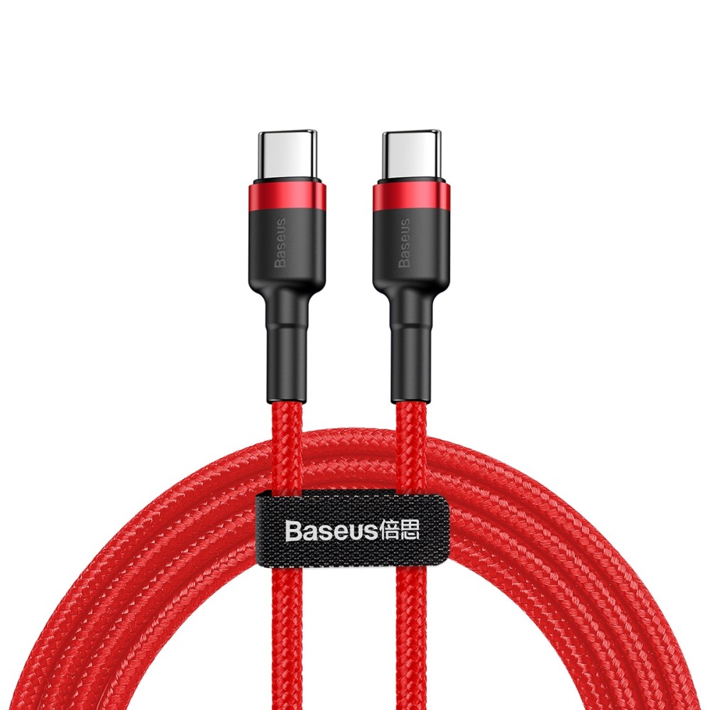 BASEUS BASEUS 60W 2m Type-C PD Flätad Nylon Kabel - Röd