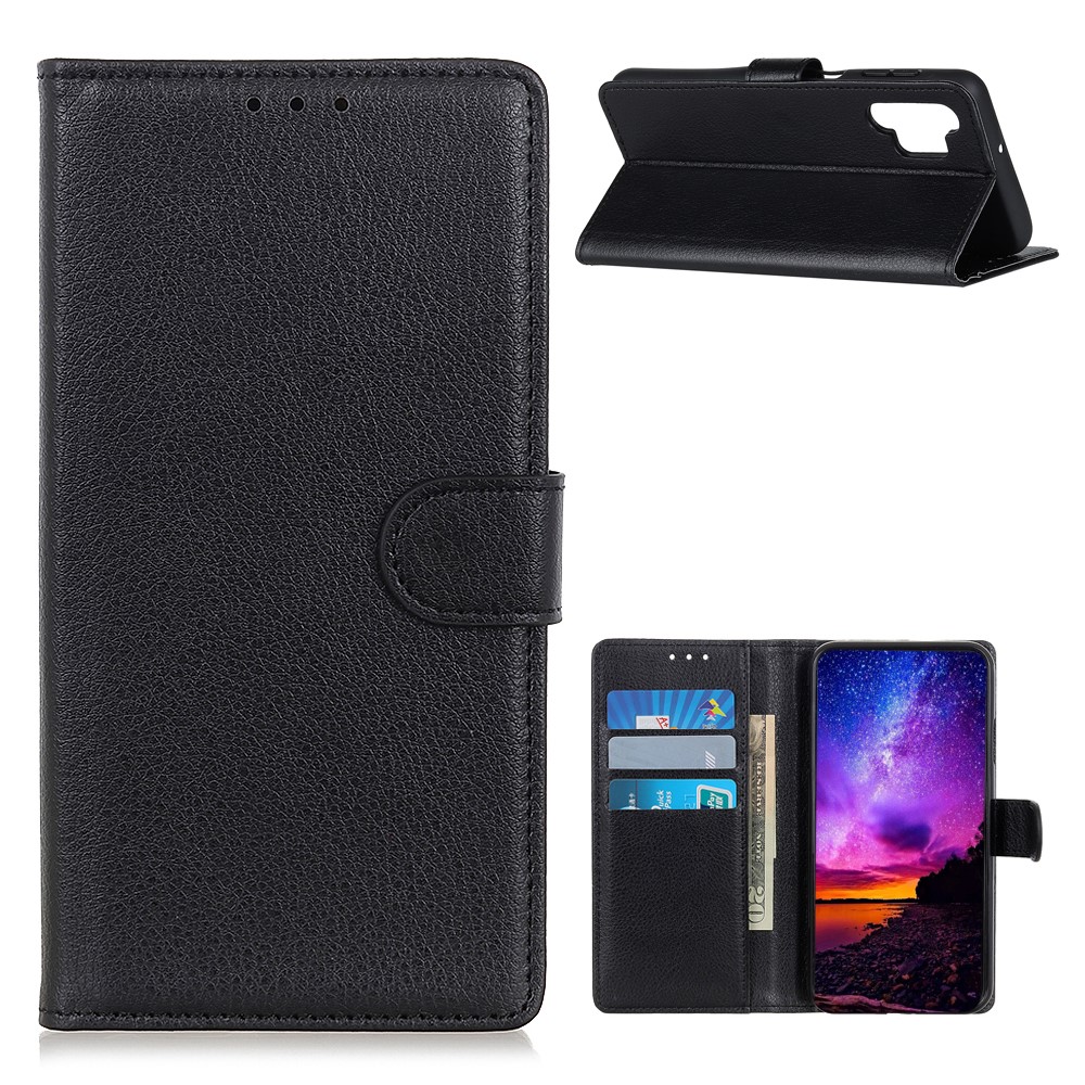  Samsung Galaxy A32 5G - Litchi Textur Fodral - Svart