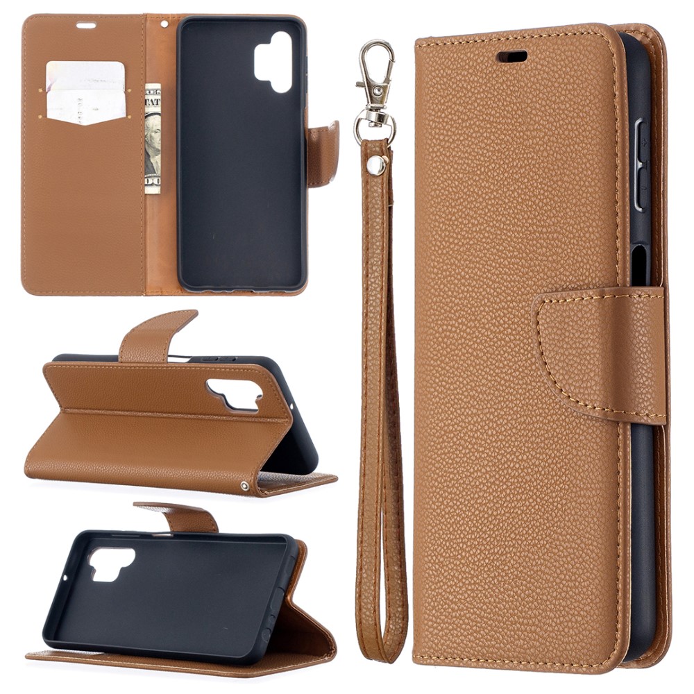  Samsung Galaxy A32 5G - Litchi Shark Fodral - Brun