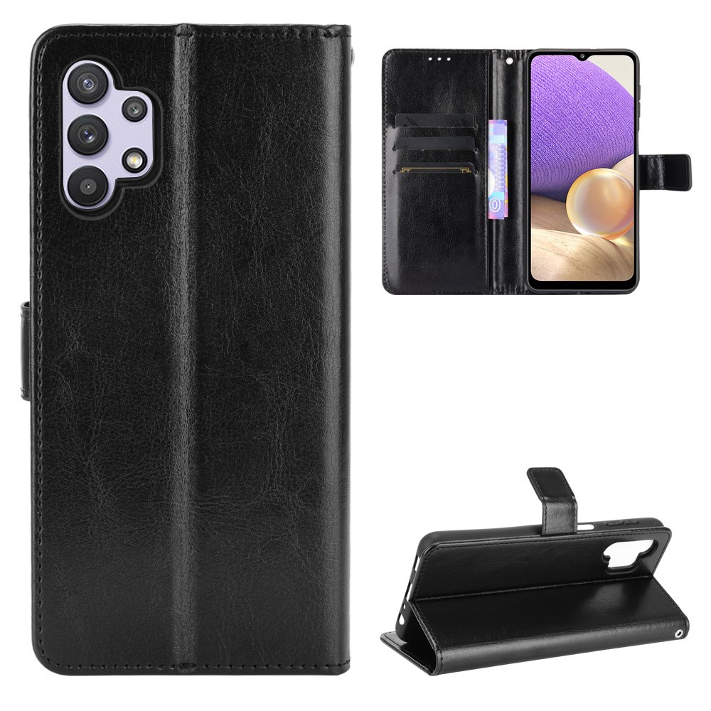  Samsung Galaxy A32 5G - Crazy Horse Läder Fodral - Svart