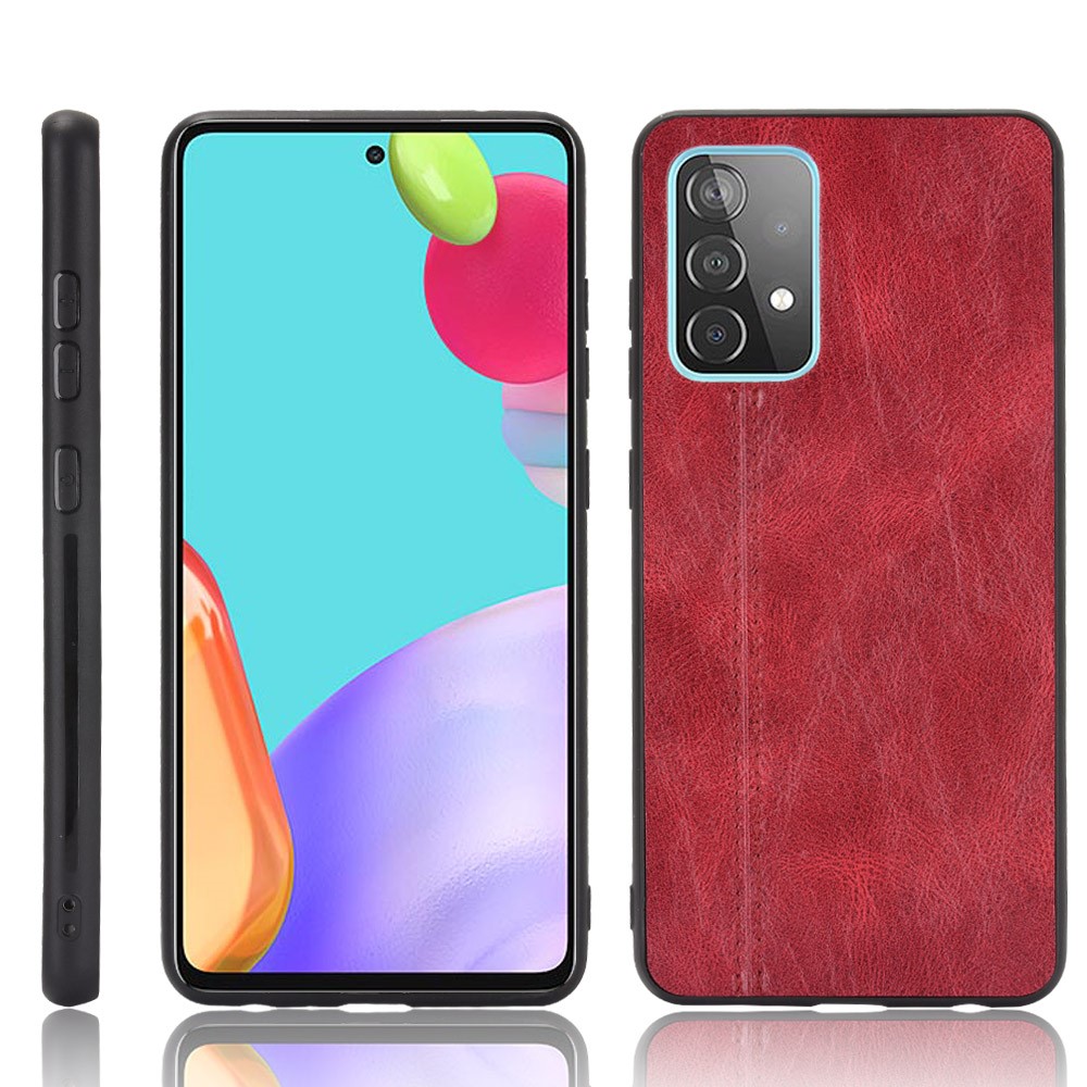  Samsung Galaxy A52 / A52s - Läderbelagt Hybrid Skal - Röd