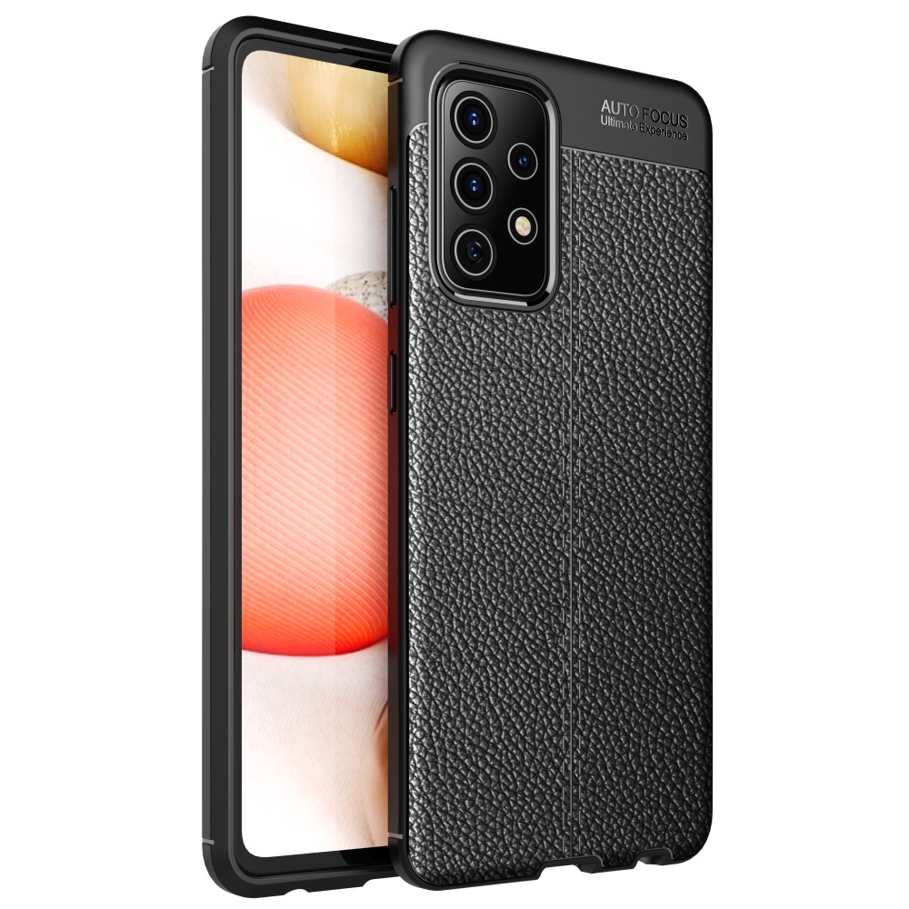  Samsung Galaxy A52 / A52s - Litchi Textur Skal - Svart