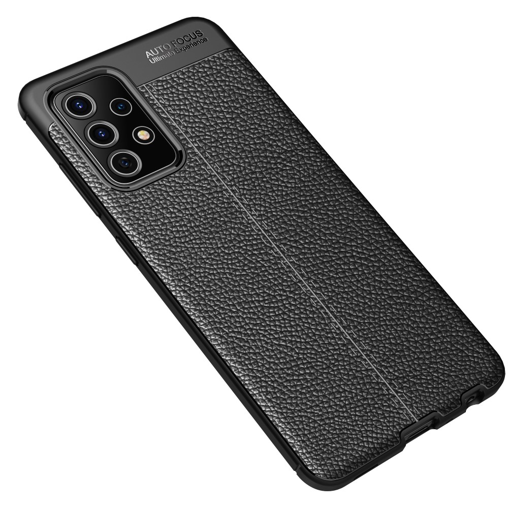  Samsung Galaxy A52 / A52s - Litchi Textur Skal - Svart