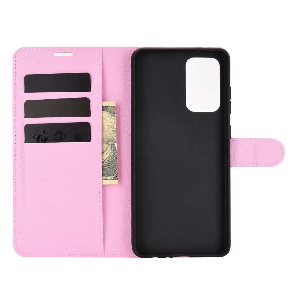  Samsung Galaxy A52 / A52s - Litchi Textur Fodral - Ljus Rosa