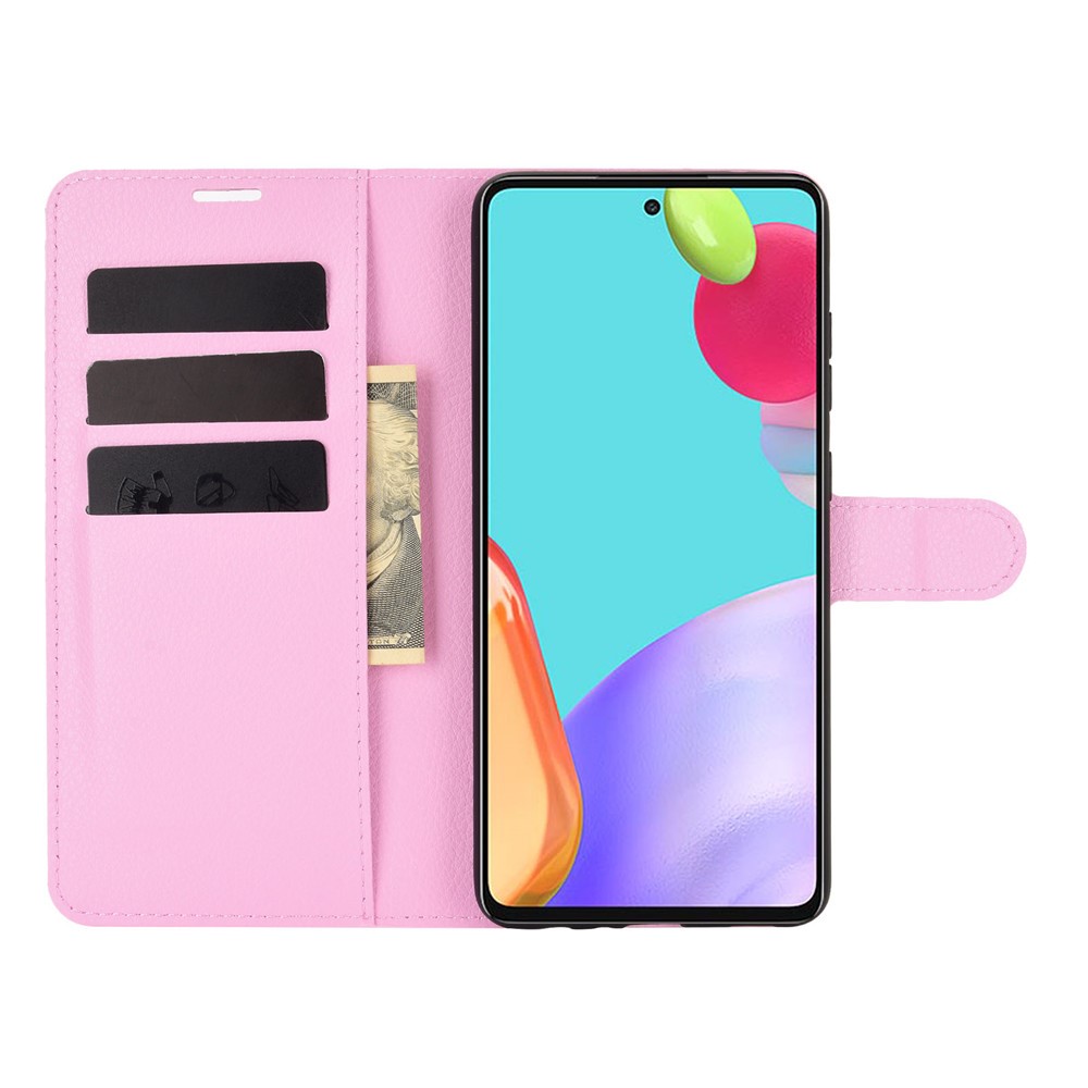  Samsung Galaxy A52 / A52s - Litchi Textur Fodral - Ljus Rosa