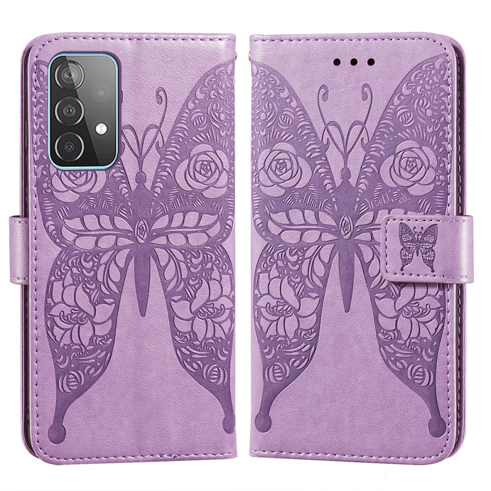  Samsung Galaxy A52 / A52s - Fjäril Textur Fodral - Lila