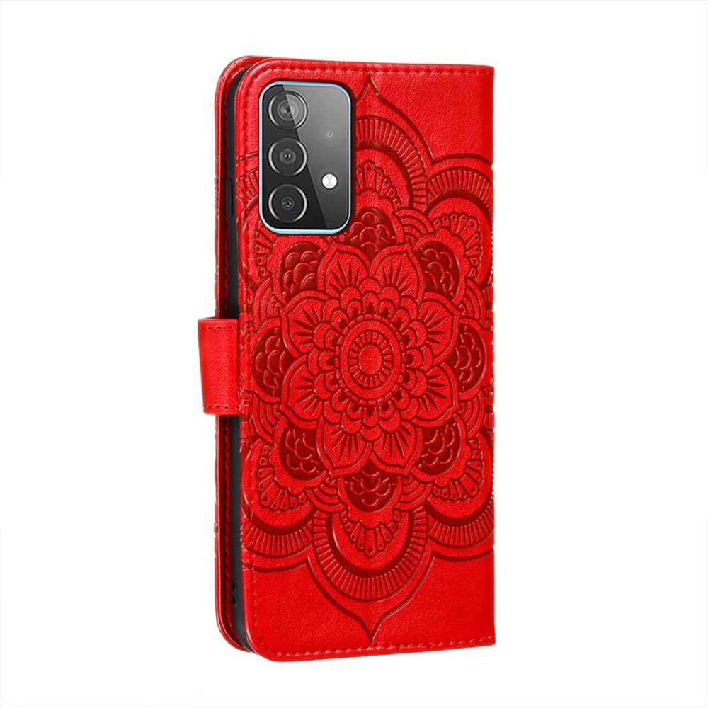  Samsung Galaxy A52 / A52s - Mandala Läder Fodral - Röd
