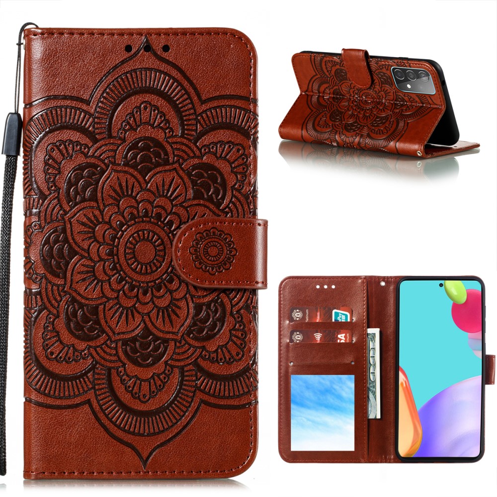  Samsung Galaxy A52 / A52s - Mandala Läder Fodral - Brun