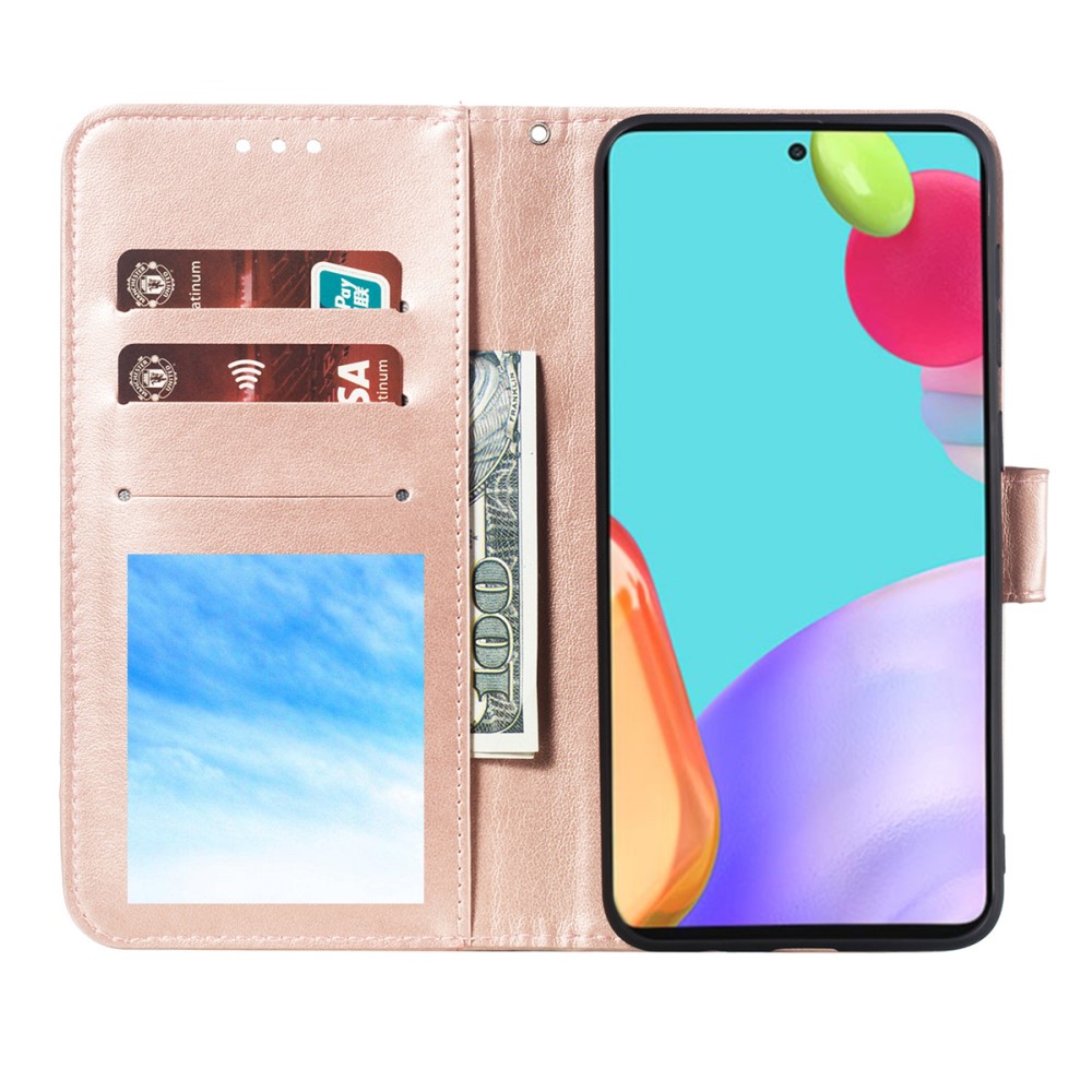  Samsung Galaxy A52 / A52s - Mandala Läder Fodral - Roséguld
