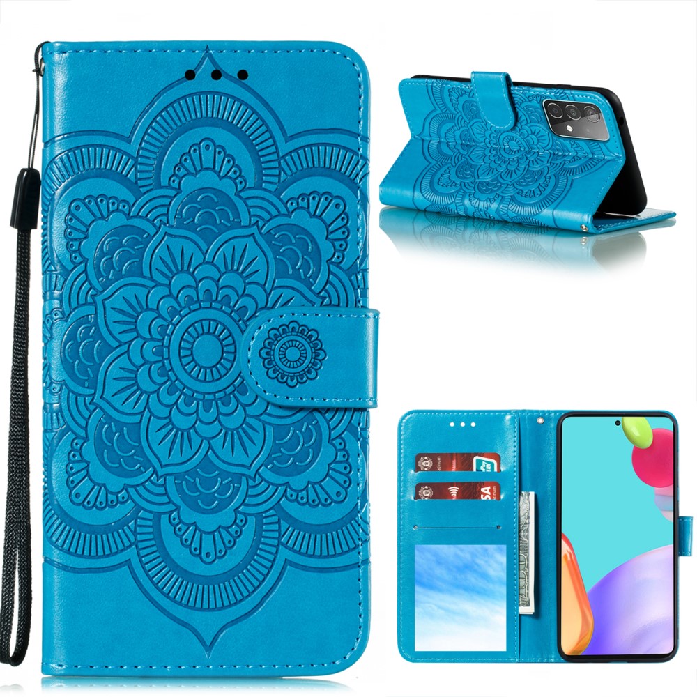  Samsung Galaxy A52 / A52s - Mandala Läder Fodral - Blå