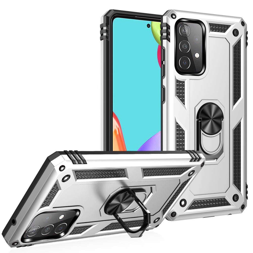  Samsung Galaxy A52 / A52s - Hybrid Armor Ring Skal - Silver