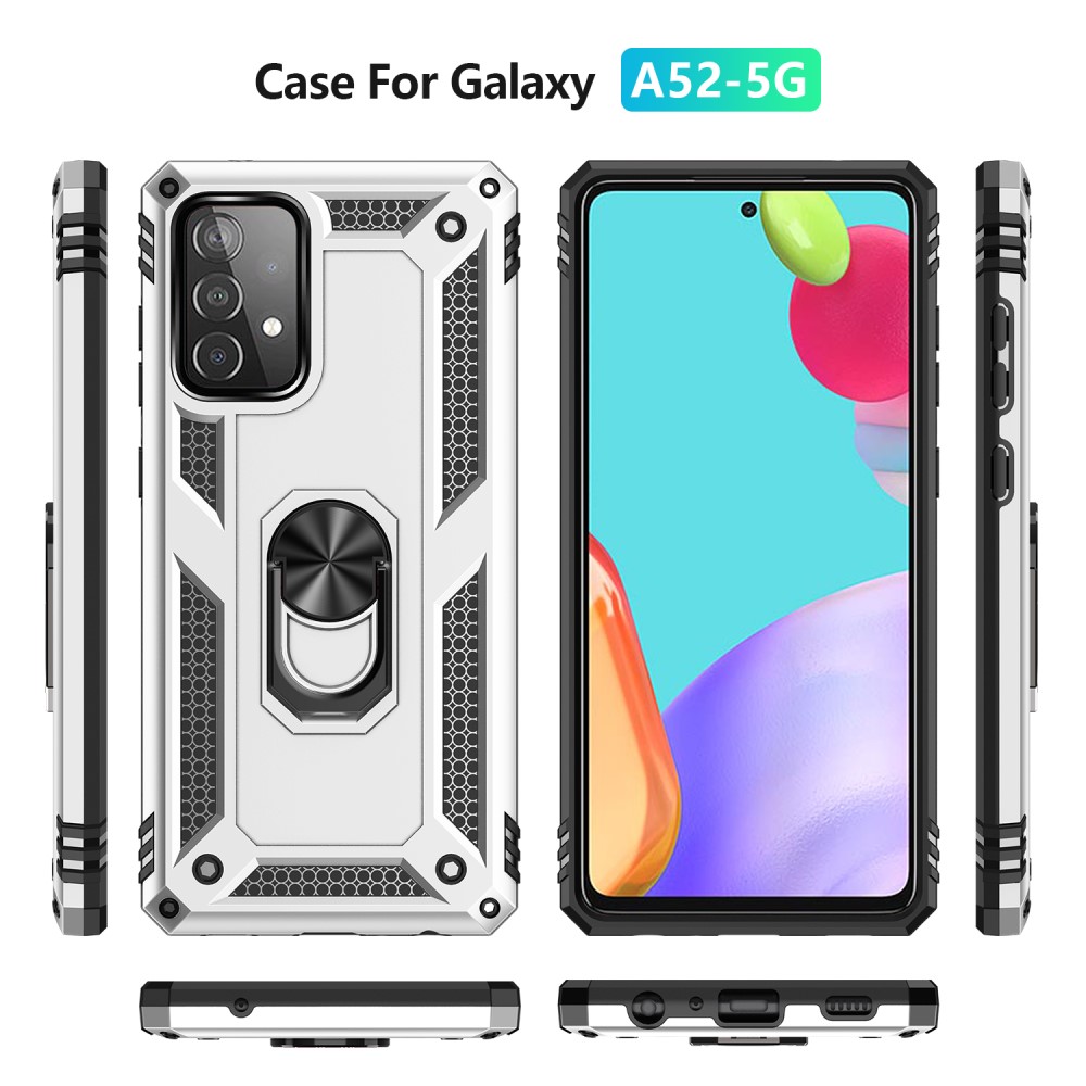  Samsung Galaxy A52 / A52s - Hybrid Armor Ring Skal - Silver