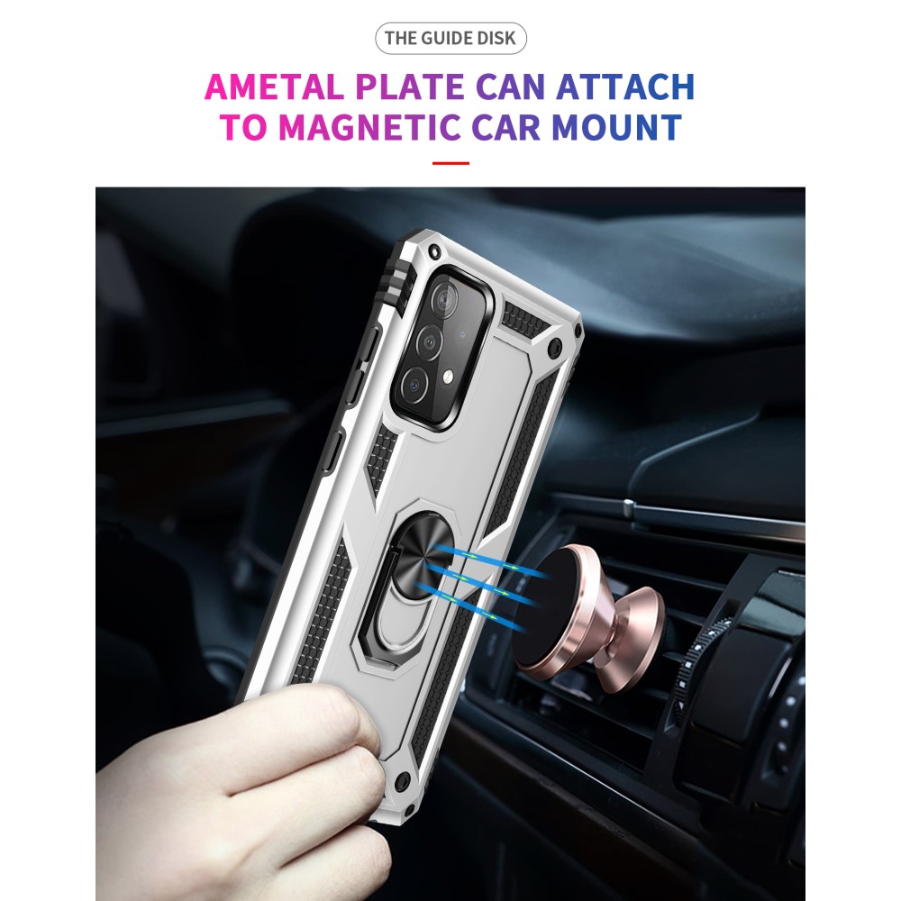  Samsung Galaxy A52 / A52s - Hybrid Armor Ring Skal - Silver