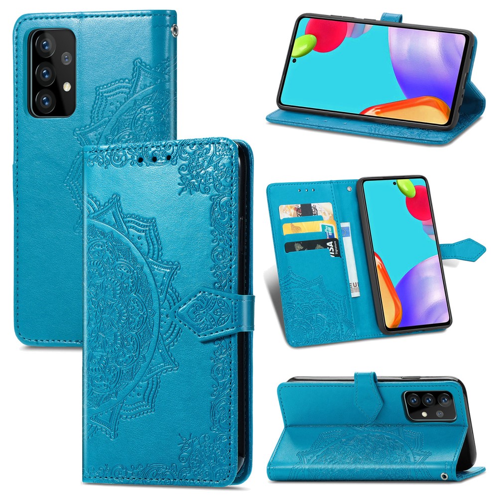 Samsung Galaxy A52 / A52s - Mandala Läder Fodral - Blå