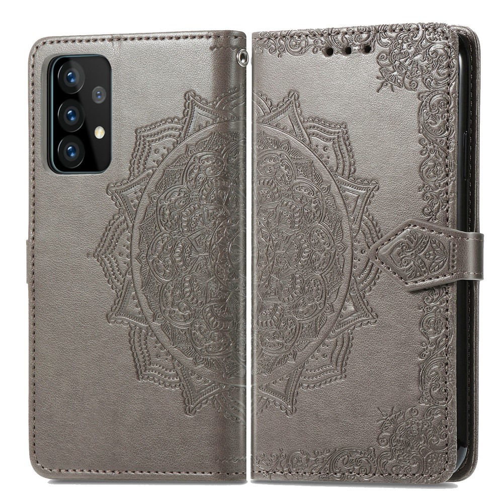  Samsung Galaxy A52 / A52s - Mandala Läder Fodral - Grå