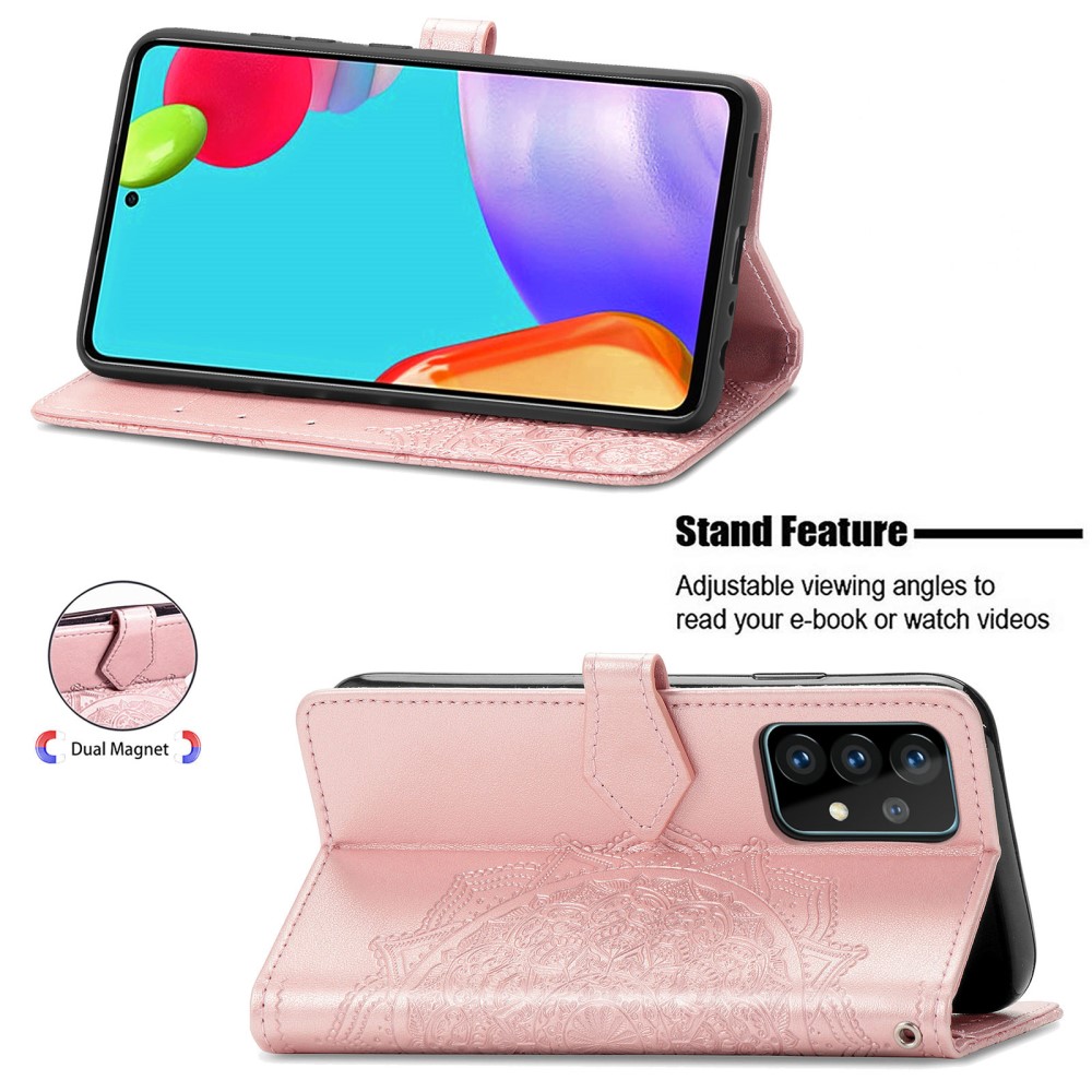  Samsung Galaxy A52 / A52s - Mandala Läder Fodral - Roséguld