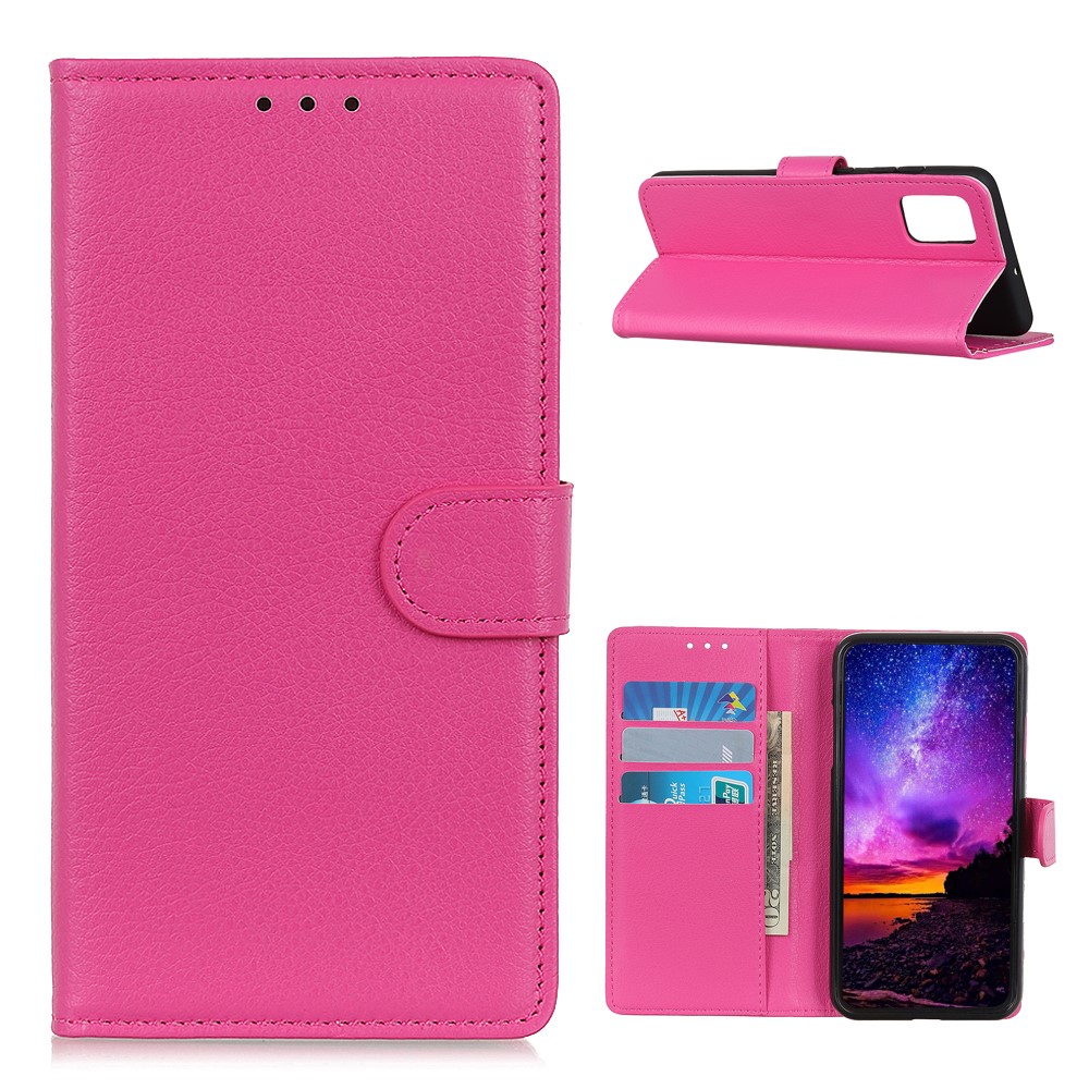  Samsung Galaxy A72 - Litchi Läder Fodral - Rosa