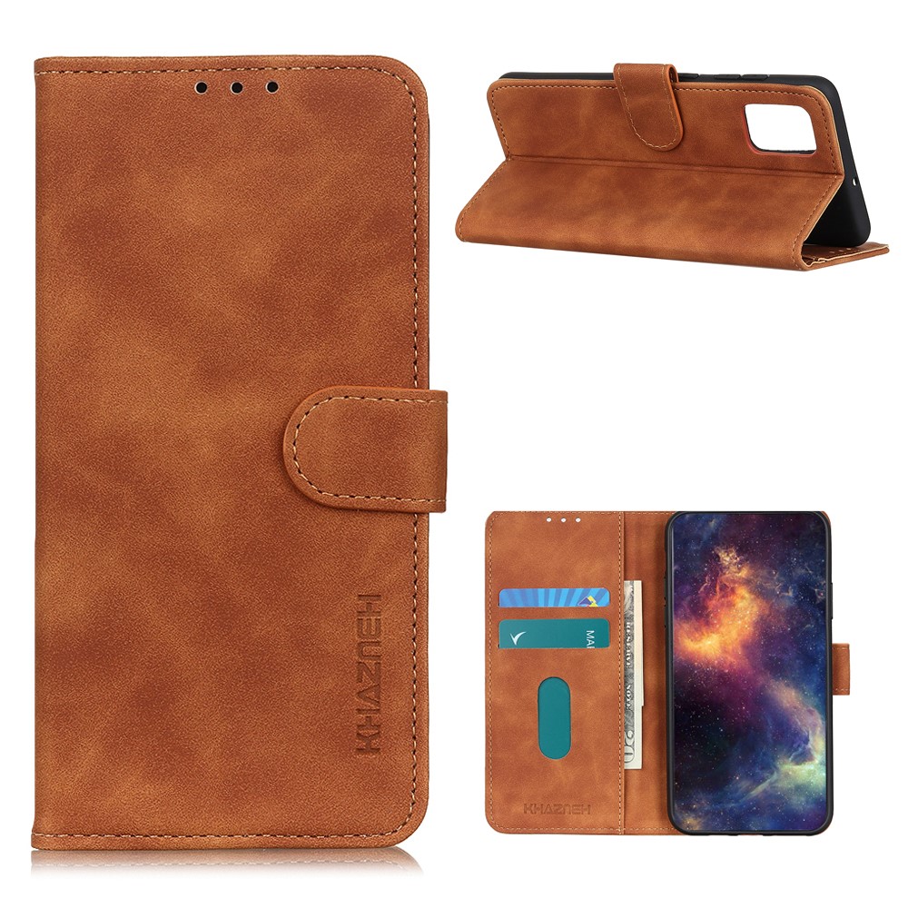 KHAZNEH Samsung Galaxy A72 - KHAZNEH Retro Läder Fodral - Brun