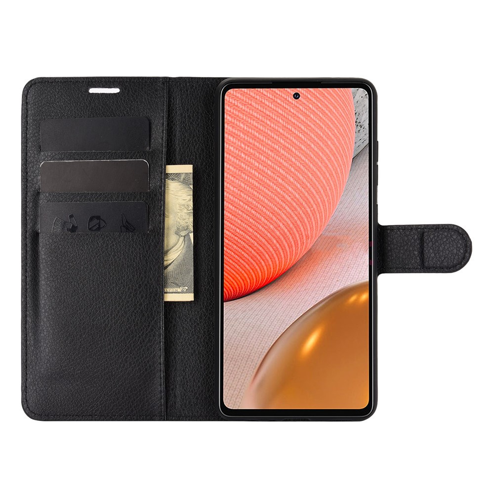  Samsung Galaxy A72 - Litchi Läder Fodral - Svart