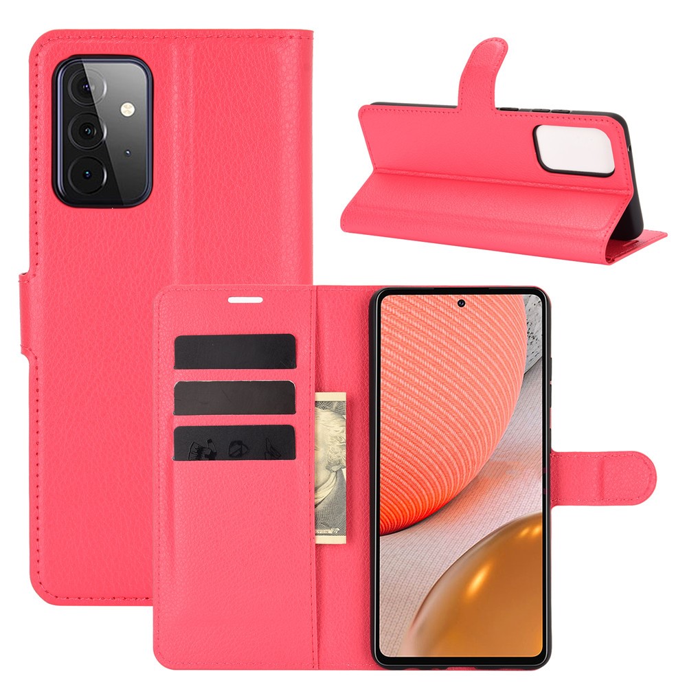  Samsung Galaxy A72 - Litchi Läder Fodral - Röd
