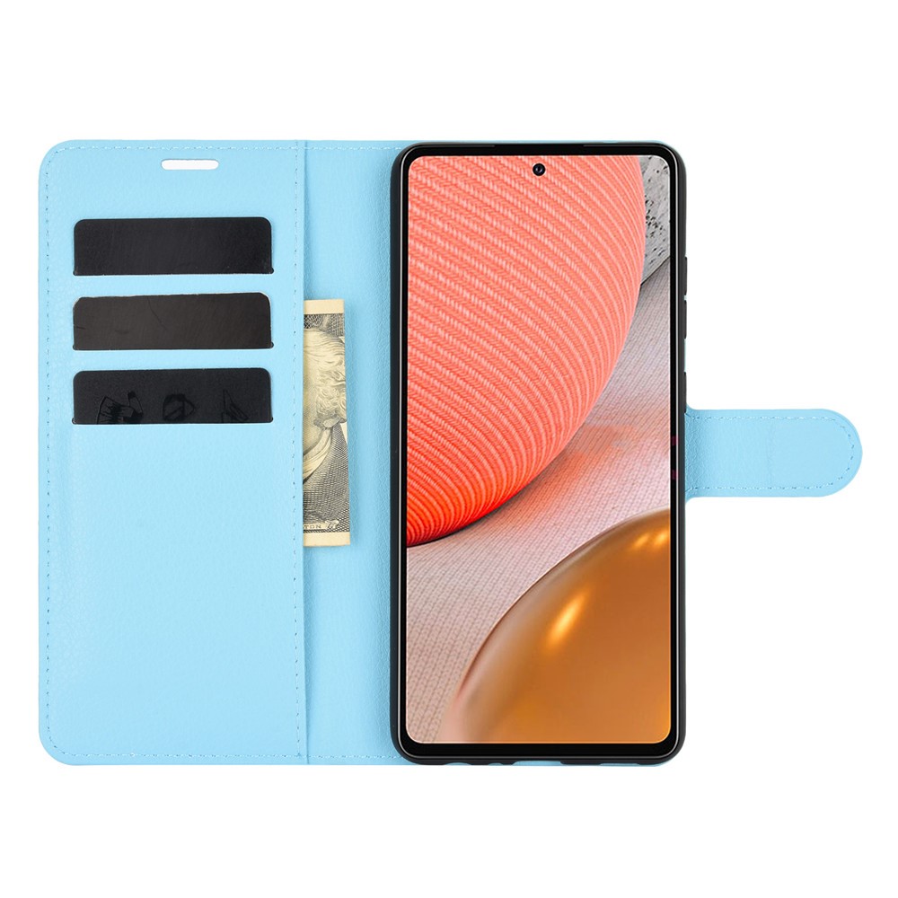  Samsung Galaxy A72 - Litchi Läder Fodral - Blå