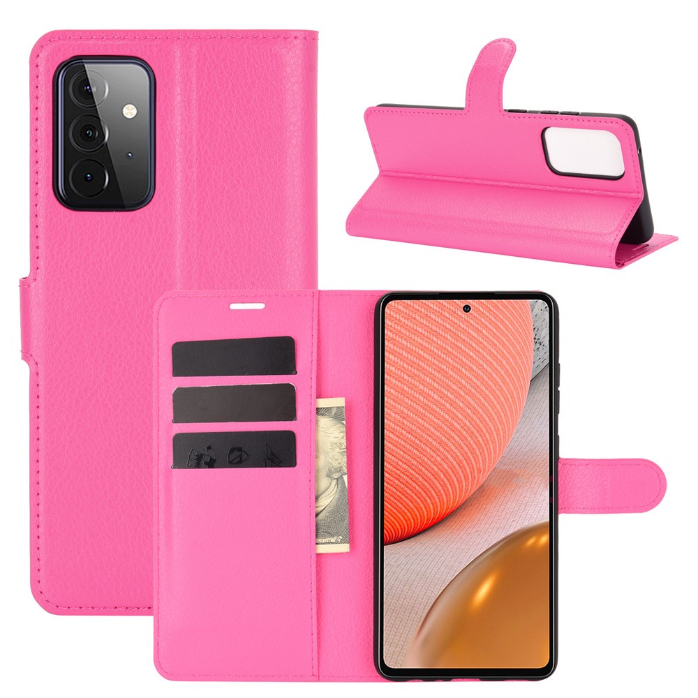  Samsung Galaxy A72 - Litchi Läder Fodral - Rosa