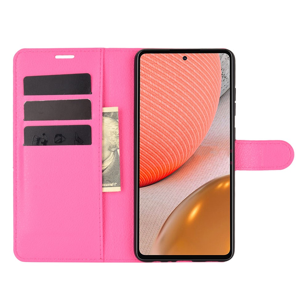  Samsung Galaxy A72 - Litchi Läder Fodral - Rosa