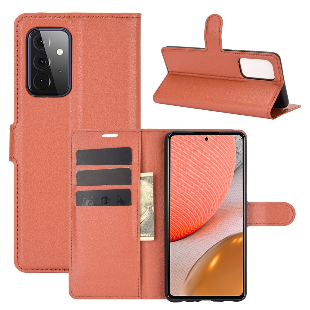  Samsung Galaxy A72 - Litchi Läder Fodral - Brun