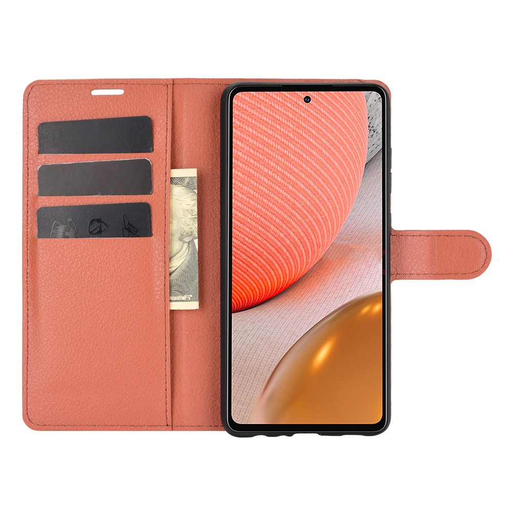  Samsung Galaxy A72 - Litchi Läder Fodral - Brun